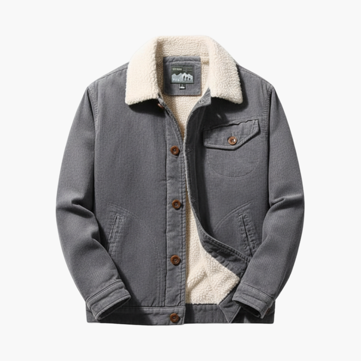 Casual heren jack: corduroy buitenkant, zachte sherpa voering, perfect voor koud weer.