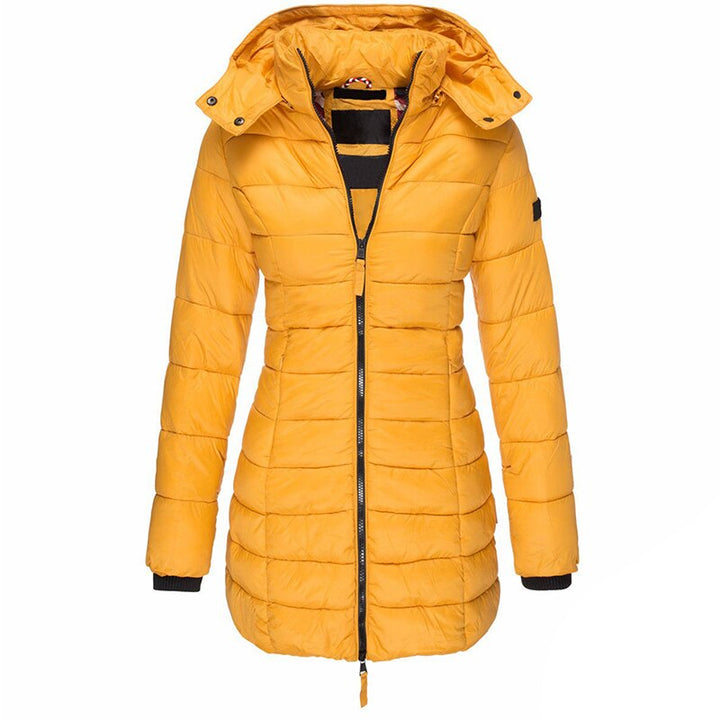 Warme winterjas dames, donsjack Olivia met capuchon. Perfecte comfortjas voor koud weer en winterkleding.