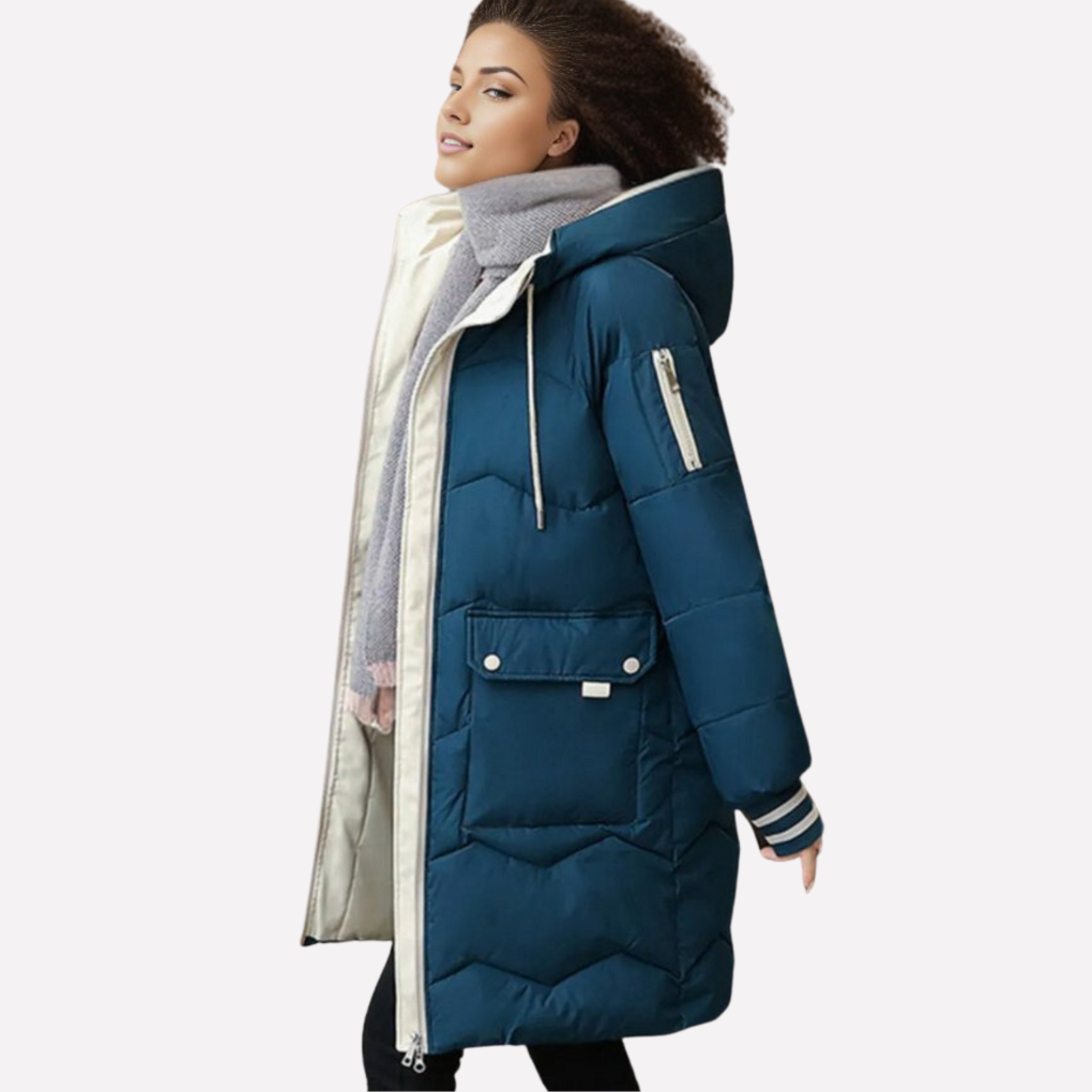 Functionele dames winterparka, waterafstotend en warm. Essentiële comfortabele bovenkleding voor casual kleding.