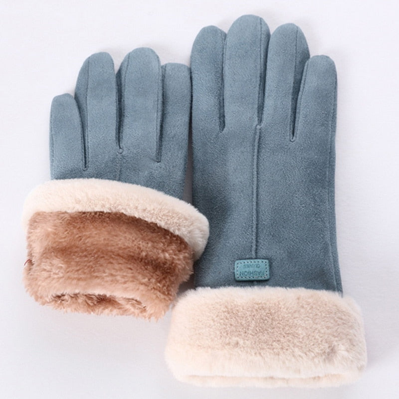 Warme dameshandschoenen met bontrand, waterdicht en touchscreen-compatibel voor comfort in de winter.