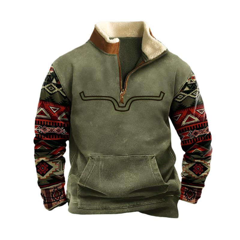 Warme heren trui met halve rits in trendy kleur, perfect voor comfort en stijl op koude dagen. Ideaal voor herfst/winter.