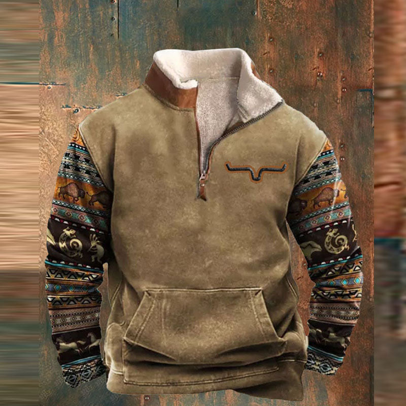 Comfortabele Revin heren trui met halve rits en opstaande kraag, ideaal voor casual mannenmode en winterse dagen.