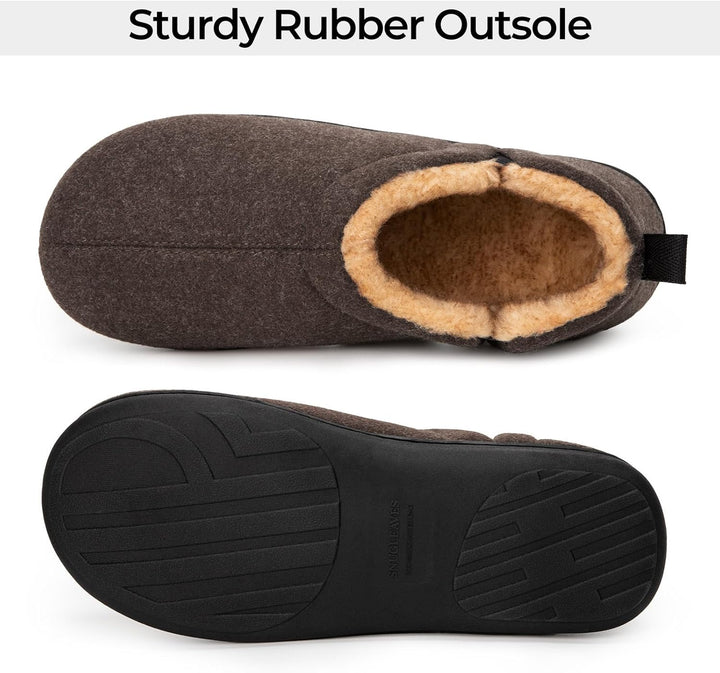Warme Noah pantoffels voor heren, bruin en met antislip.