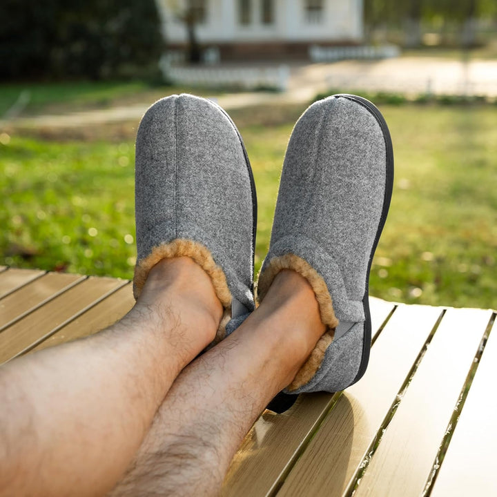 Antislip Noah pantoffels heren, donkergrijs, voor ultieme warmte.