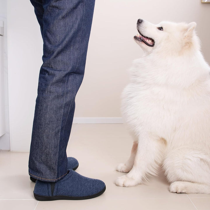 Comfortabele donkergrijze Noah heren pantoffels, antislip en zacht.