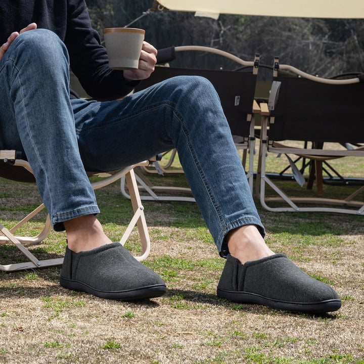 Zachte donkergrijze Noah pantoffels voor heren, antislip.