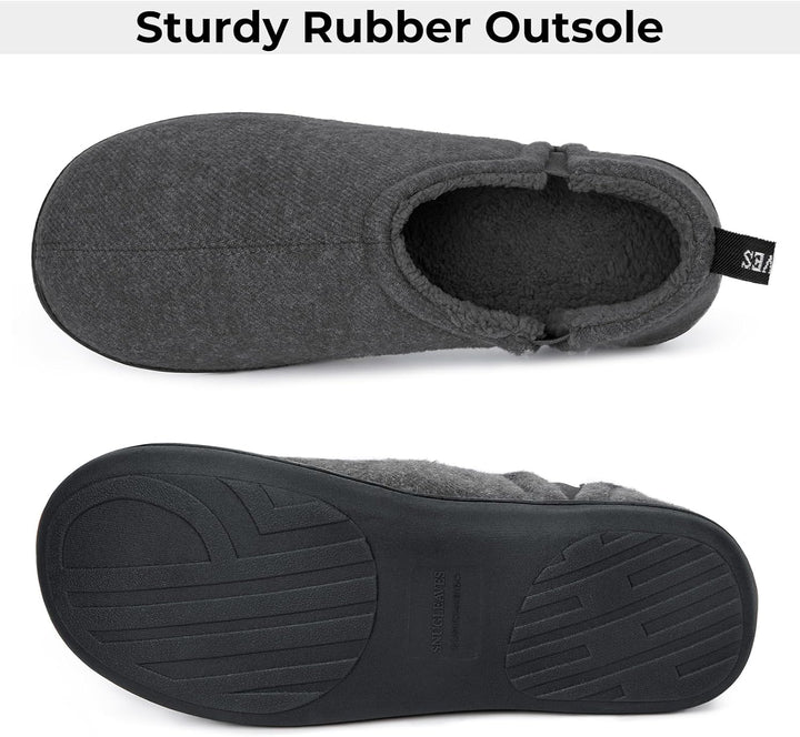 Winterse heren pantoffels Noah donkergrijs, memory foam en antislip.