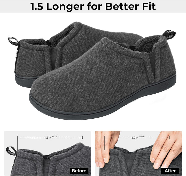Bruine Noah heren pantoffels, warm en met antislipzool.