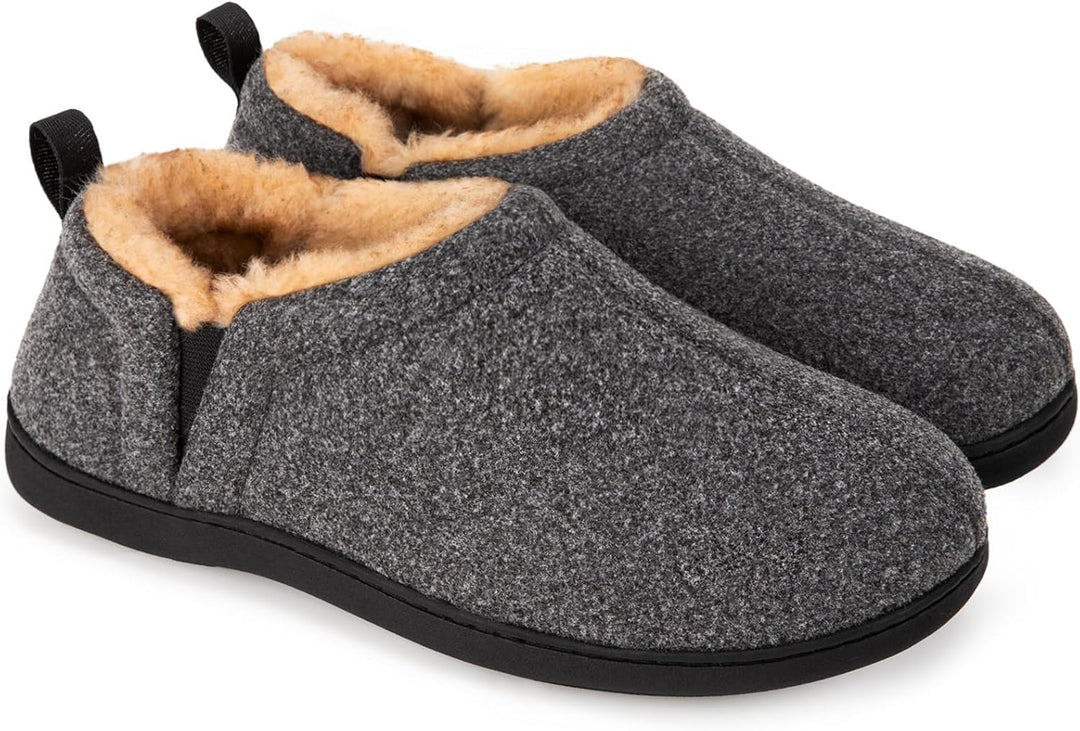 Warme heren winter pantoffels Noah bruin, zachte memory foam.