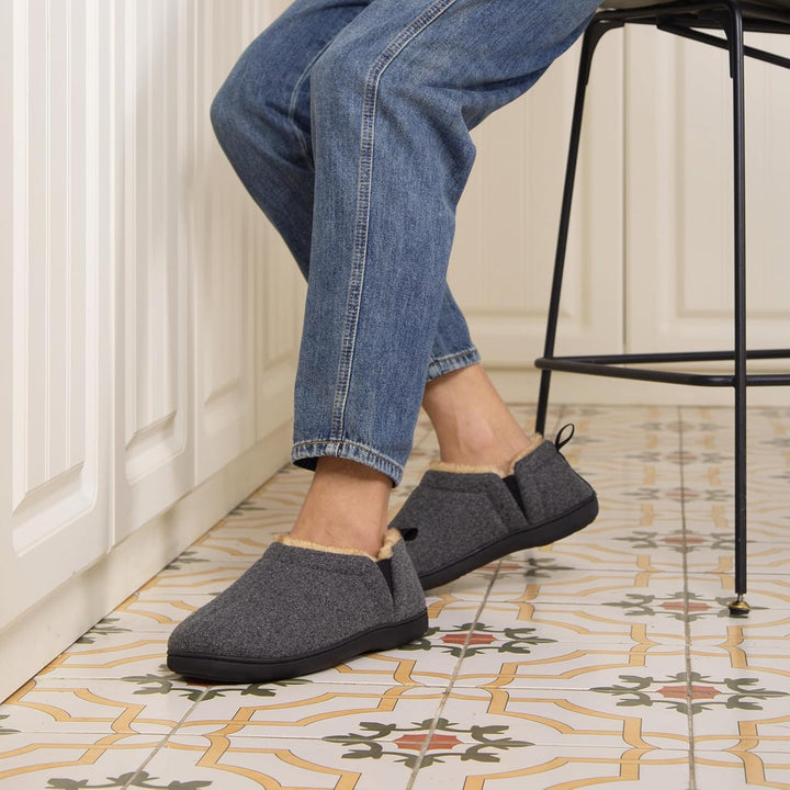 Antislip heren pantoffels Noah donkergrijs, ideaal voor thuis.