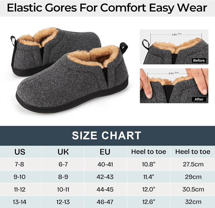 Zachte donkergrijze Noah winter pantoffels heren, antislip.