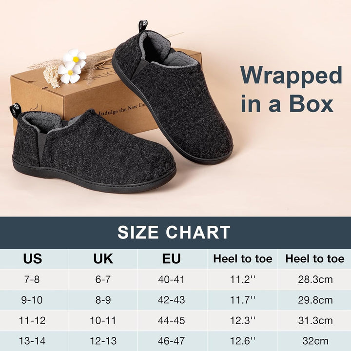 Donkergrijze Noah heren pantoffels, extra warm voor winteravonden.