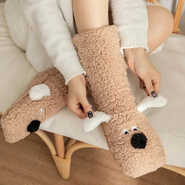 Grappige hondensokken, one size, super warm en gezellig. Ideaal voor heren & dames, leuk als cadeau.