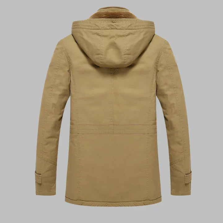 Warme heren winterjas 'ArcticShield' met zachte fleece voering en bontkraag; comfortabel en waterdicht.
