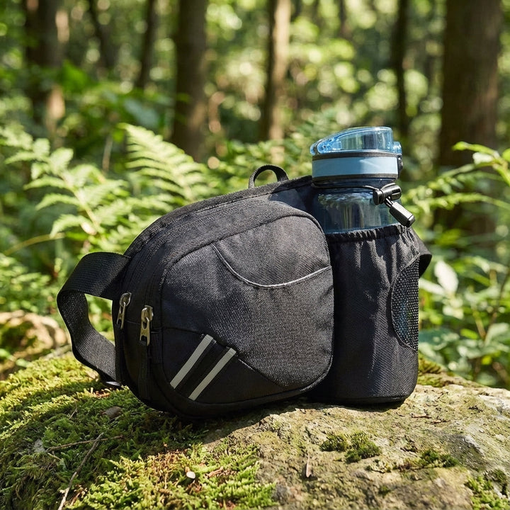 Waterafstotende nylon sport heuptas HydraPace met fleshouder, ideaal voor hardlopen en wandelen.