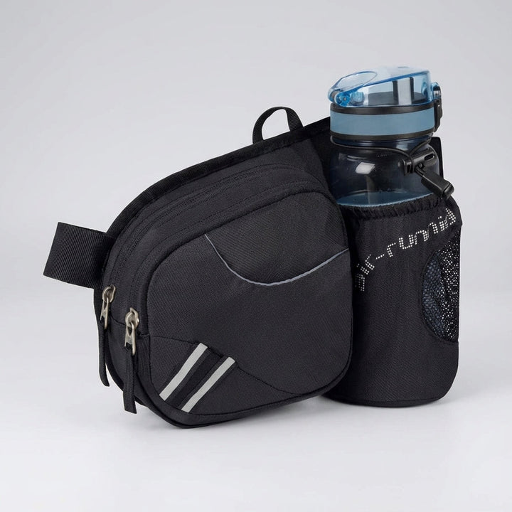 Comfortabele outdoor heuptas met fleshouder voor sport, hardlopen, wandelen en fietsen.