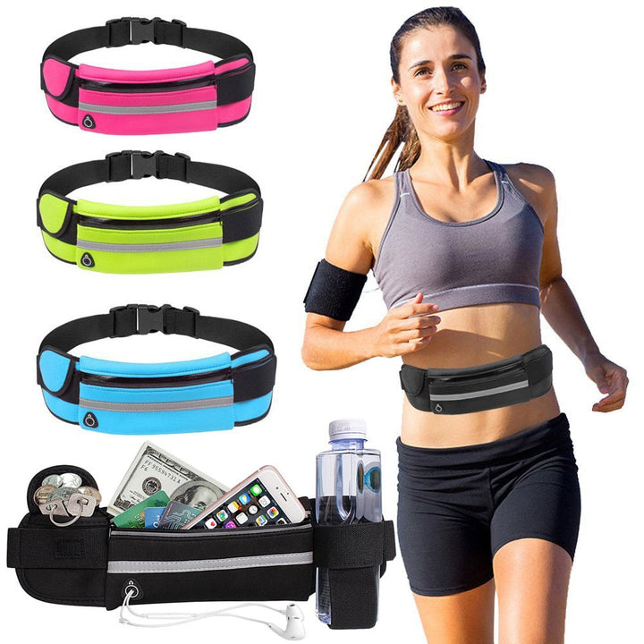 Verstelbaar, waterdicht hardloop heuptasje, unisex, met veilige rits en compact design voor actieve mensen.