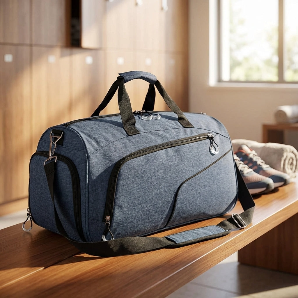 Waterdichte 35 liter FlexDuffel sporttas, ideaal voor gym en weekenduitjes, met duurzame oxford stof.