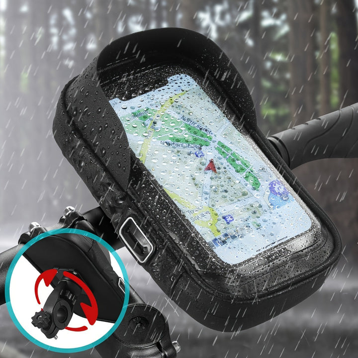 Robuuste waterdichte motor telefoonhouder, 360° verstelbaar, perfect voor navigatie op de motor.