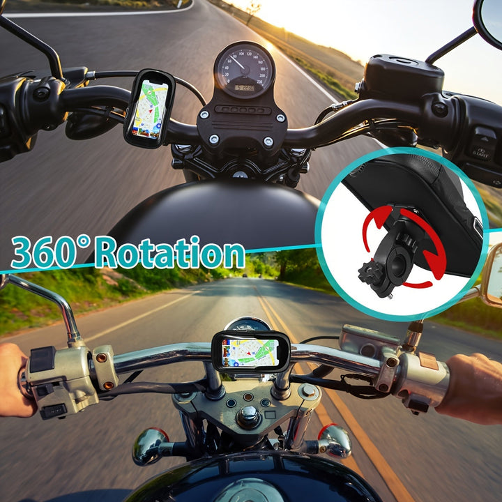 Veilige waterdichte smartphonehouder 360 graden draaibaar voor fiets en motor, stabiel voor elke rit.