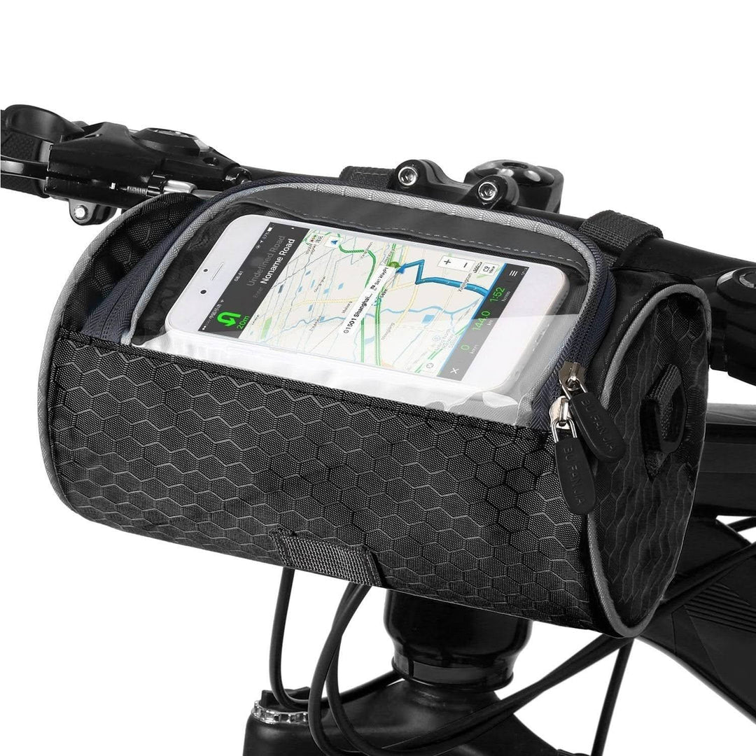 Stuurfietstas met transparant telefoonvenster, waterdicht en universeel, voor veilig opbergen van je telefoon.