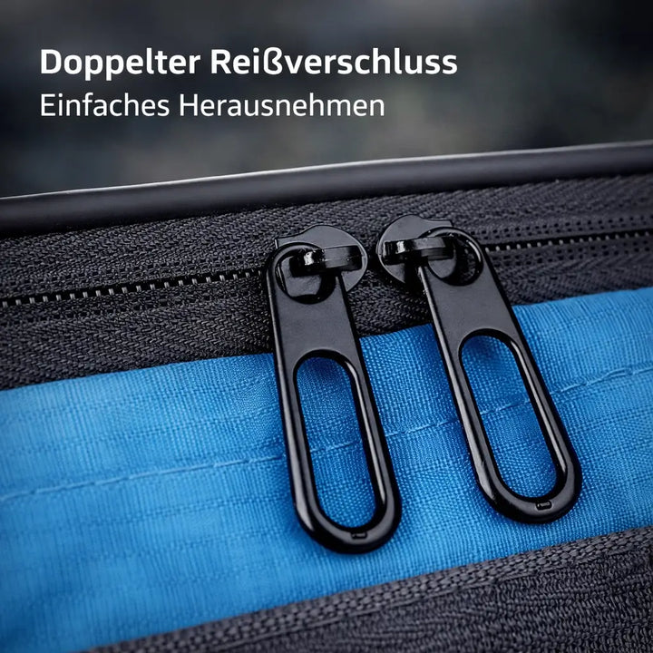Multifunctionele fietstas met transparant touchscreen; functioneert als veilige telefoonhouder.