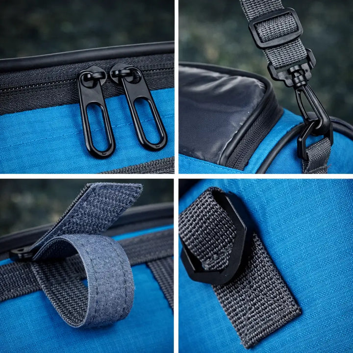Compacte waterdichte fietstas voor stuur; biedt ruimte voor essentials en smartphone.