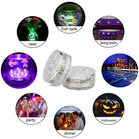 Kleurrijke GlowRipple LED onderwaterlamp met afstandsbediening voor sfeervolle tuin- en zwembadverlichting.