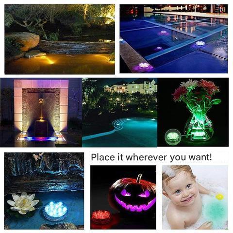 Kleurrijke waterdichte LED lamp voor onder water. Perfect als tuinverlichting of decoratieve vijverlamp.
