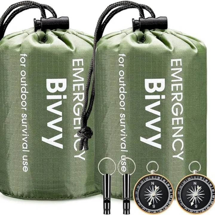 Waterdichte thermische bivakzak voor noodsituaties, ideaal voor survival, kamperen en outdoor veiligheid.