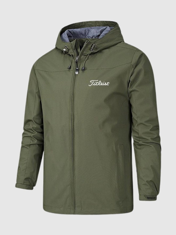 "Waterdichte unisex regenjas, blauw polyester met capuchon, voor dames en heren. Bescherming tegen wind en regen."