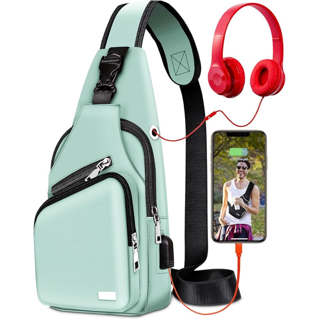 Outdoor WaveSling slingbag, waterdicht en duurzaam, perfect voor hiking, fietsen en sportactiviteiten.