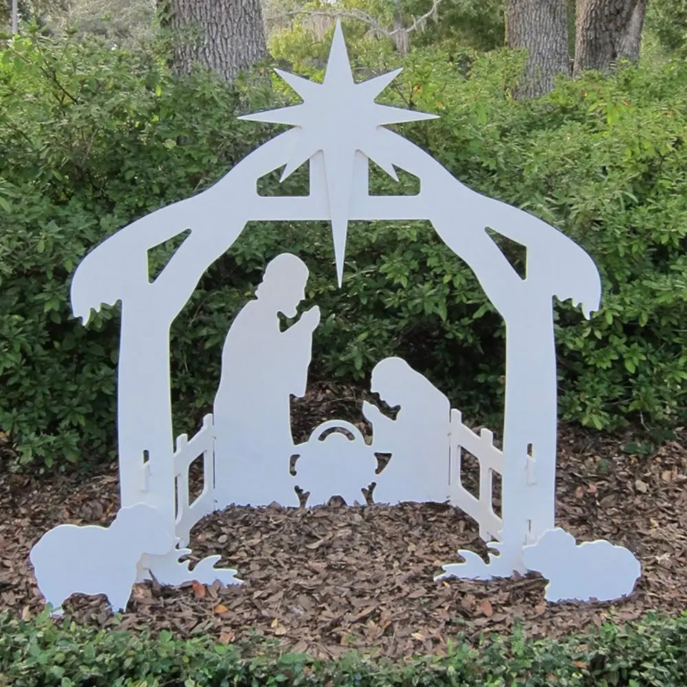 Traditionele, weerbestendige kerststal set; sfeervolle kerstdecoratie voor je tuin en buitenterras.