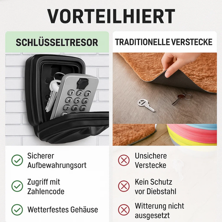 Stevige metalen sleutelkluis voor buiten, wandgemonteerd met weerbestendig combinatieslot.