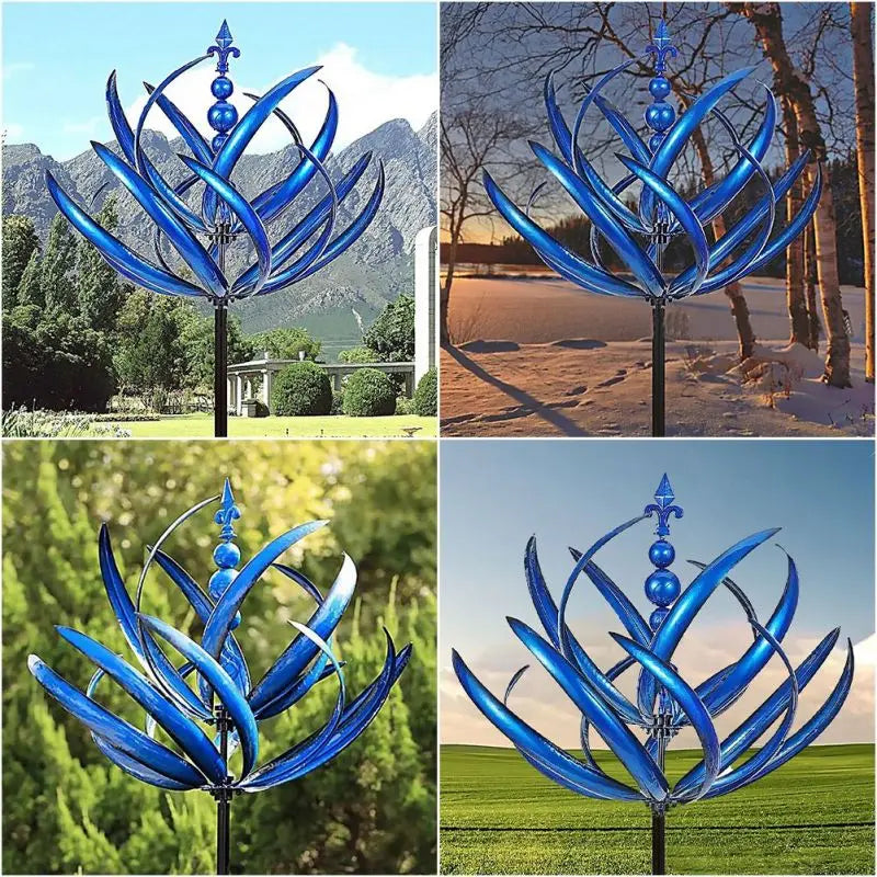 Rustgevende WhisperWind windspinner draait sierlijk in de wind. Perfecte tuindecoratie voor een ontspannen sfeer.