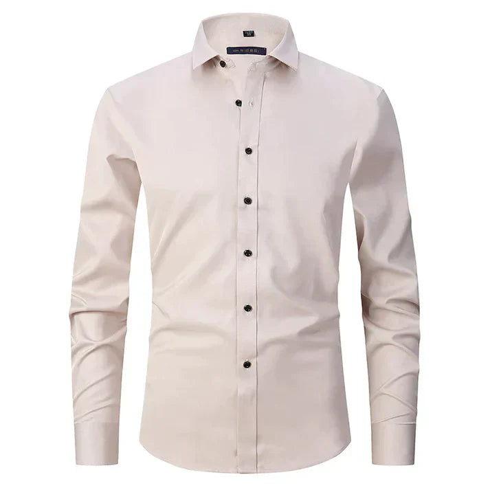 Modern blauw slim fit heren overhemd met lange mouwen. Elegant en veelzijdig voor zowel kantoor als diner.