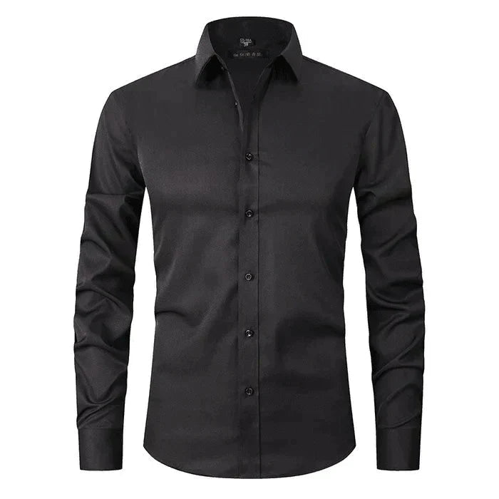 Blauw slim fit heren overhemd met lange mouwen. Perfect voor een casual of smart casual look.