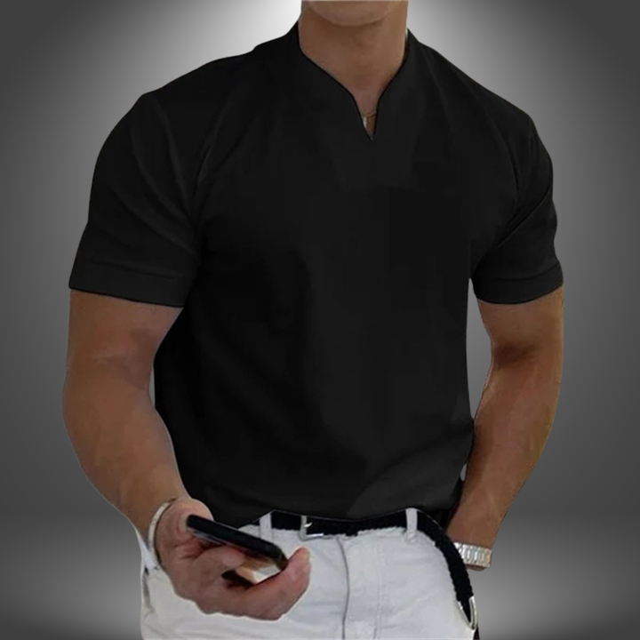 Stijlvol heren V-hals T-shirt met korte mouwen, goed passend voor een moderne en relaxte dagelijkse outfit.