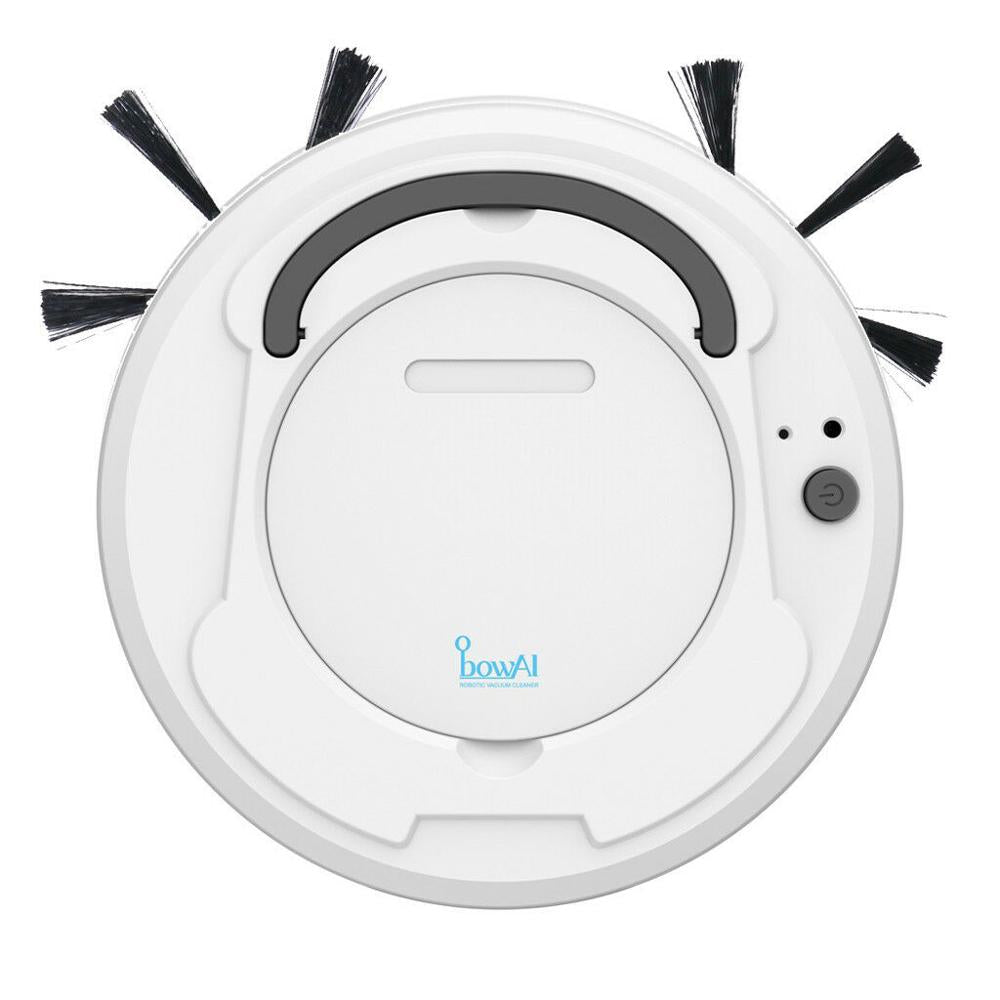 Grijze 3-in-1 robotstofzuiger met dweilfunctie. Efficiënte automatische vloerreiniging.