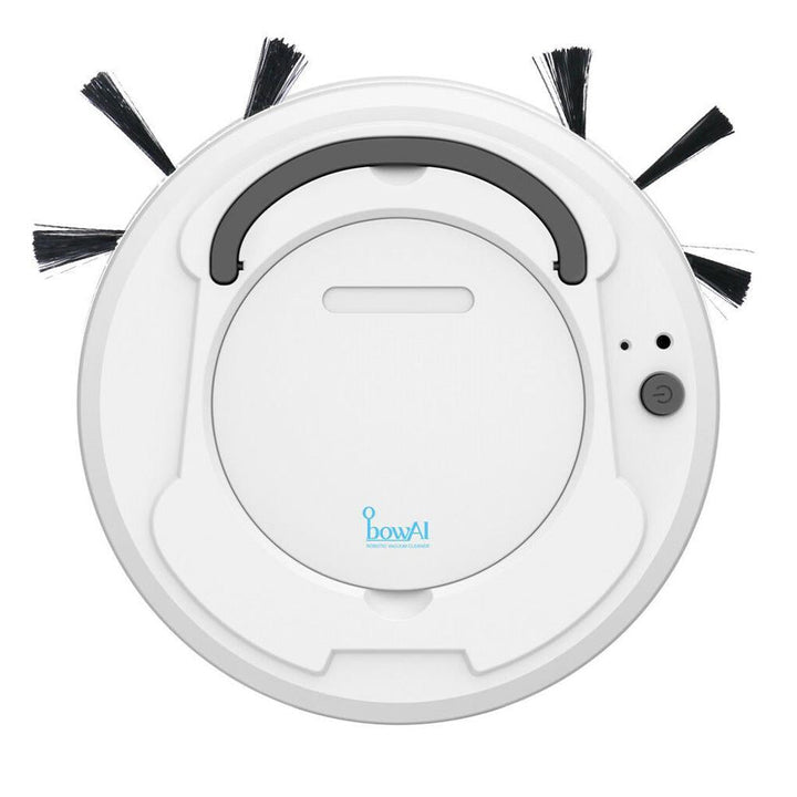 Grijze 3-in-1 robotstofzuiger met dweilfunctie. Efficiënte automatische vloerreiniging.