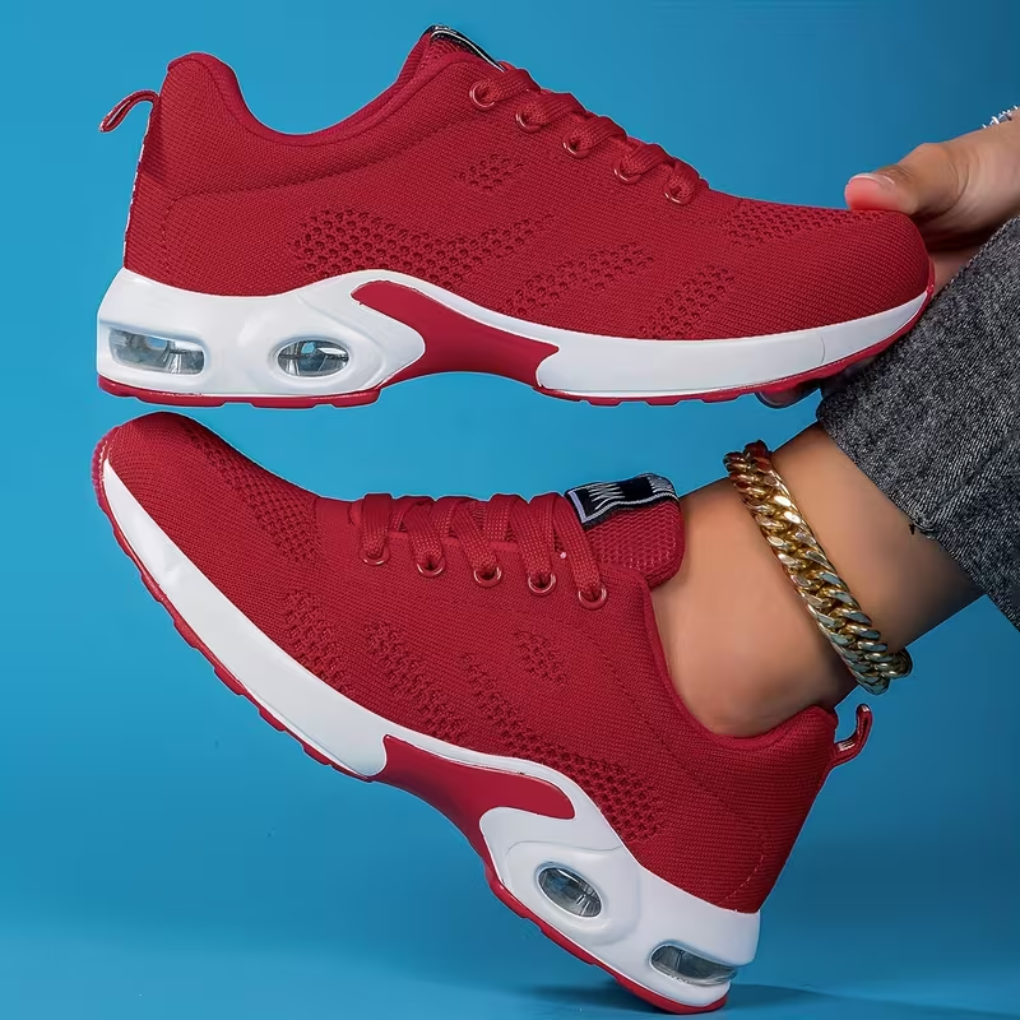 Zwarte comfortabele dames sportschoenen met luchtkussen voor superieure schokabsorptie, ideaal voor dagelijks dragen.