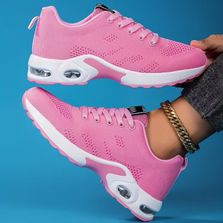 Stijlvolle paarse dames sneakers met luchtkussen zool, combineert modern design met ultiem comfort en een licht gevoel.