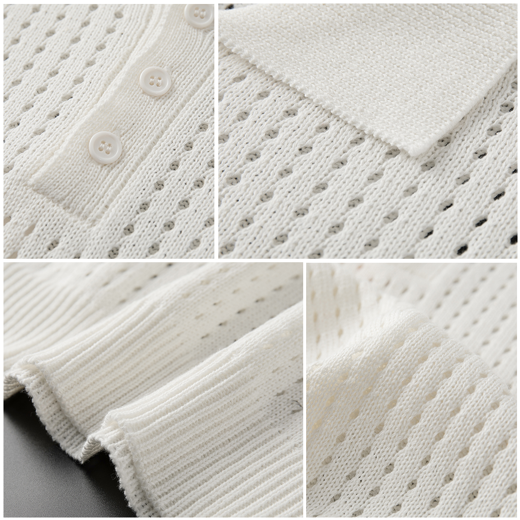 Casual witte herenpolo Daan met korte mouwen en fijne structuur. Ademend en slim fit, perfect voor zomerse herenkleding.