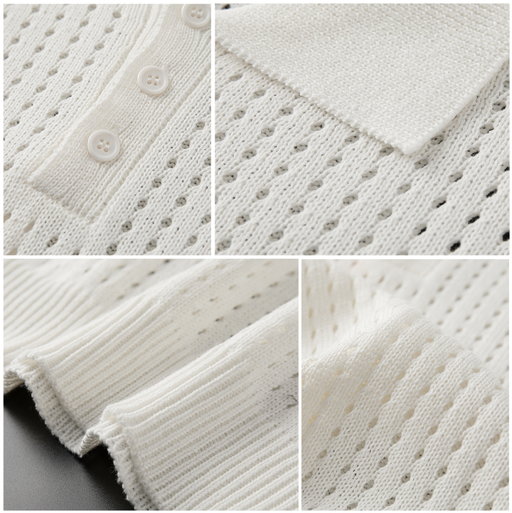 Casual witte herenpolo Daan met korte mouwen en fijne structuur. Ademend en slim fit, perfect voor zomerse herenkleding.