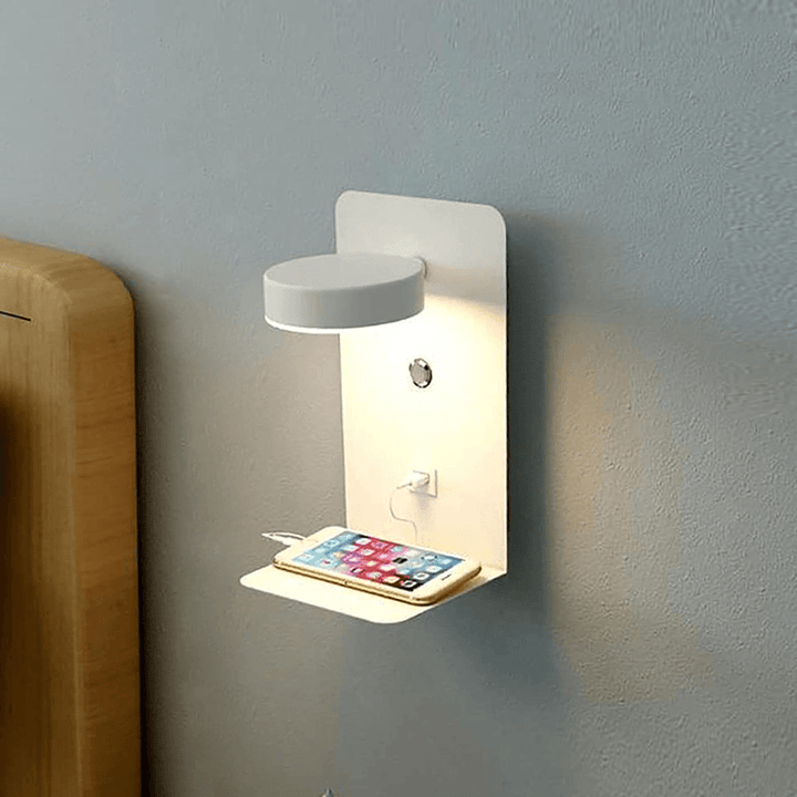 Moderne zwarte draaibare LED wandlamp met dimbare sfeerverlichting en USB poort, perfect als leeslamp.