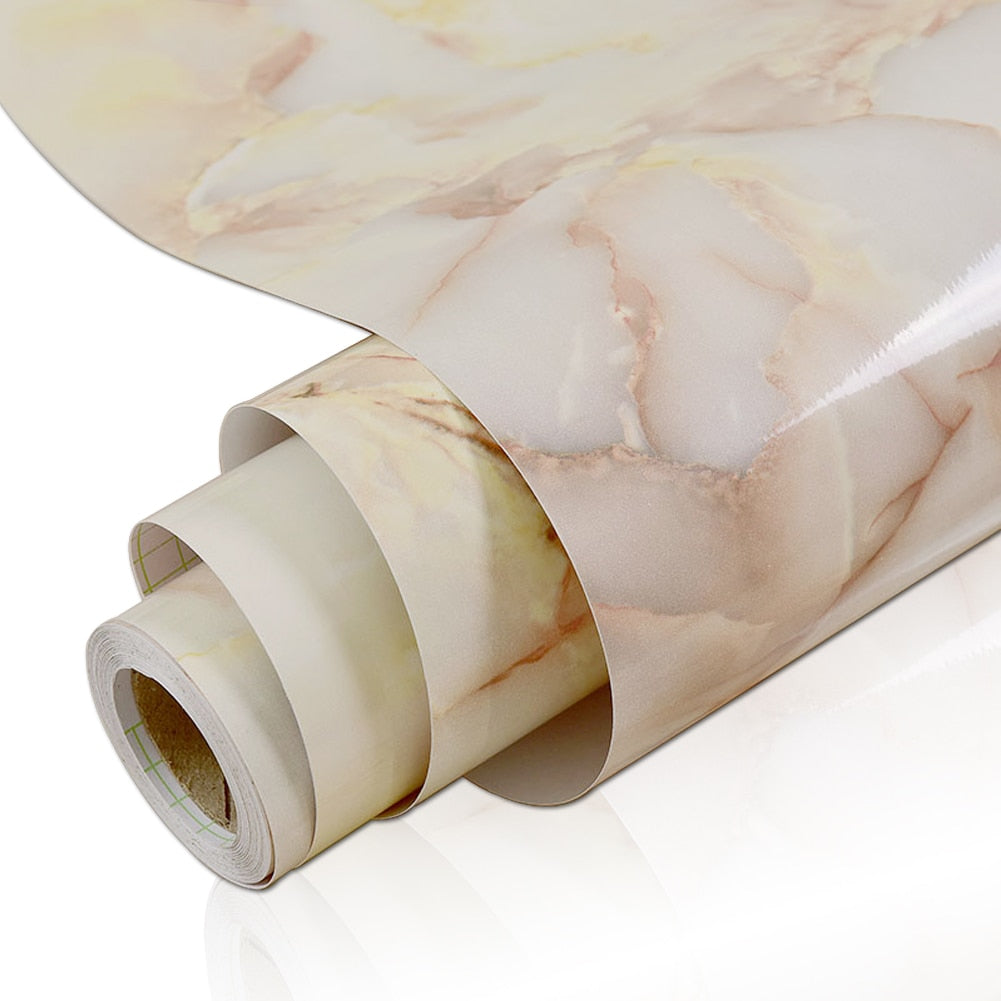 Decoratieve folie sticker met marmerlook. Waterdicht en oliebestendig, ideaal voor een snelle interieur update.