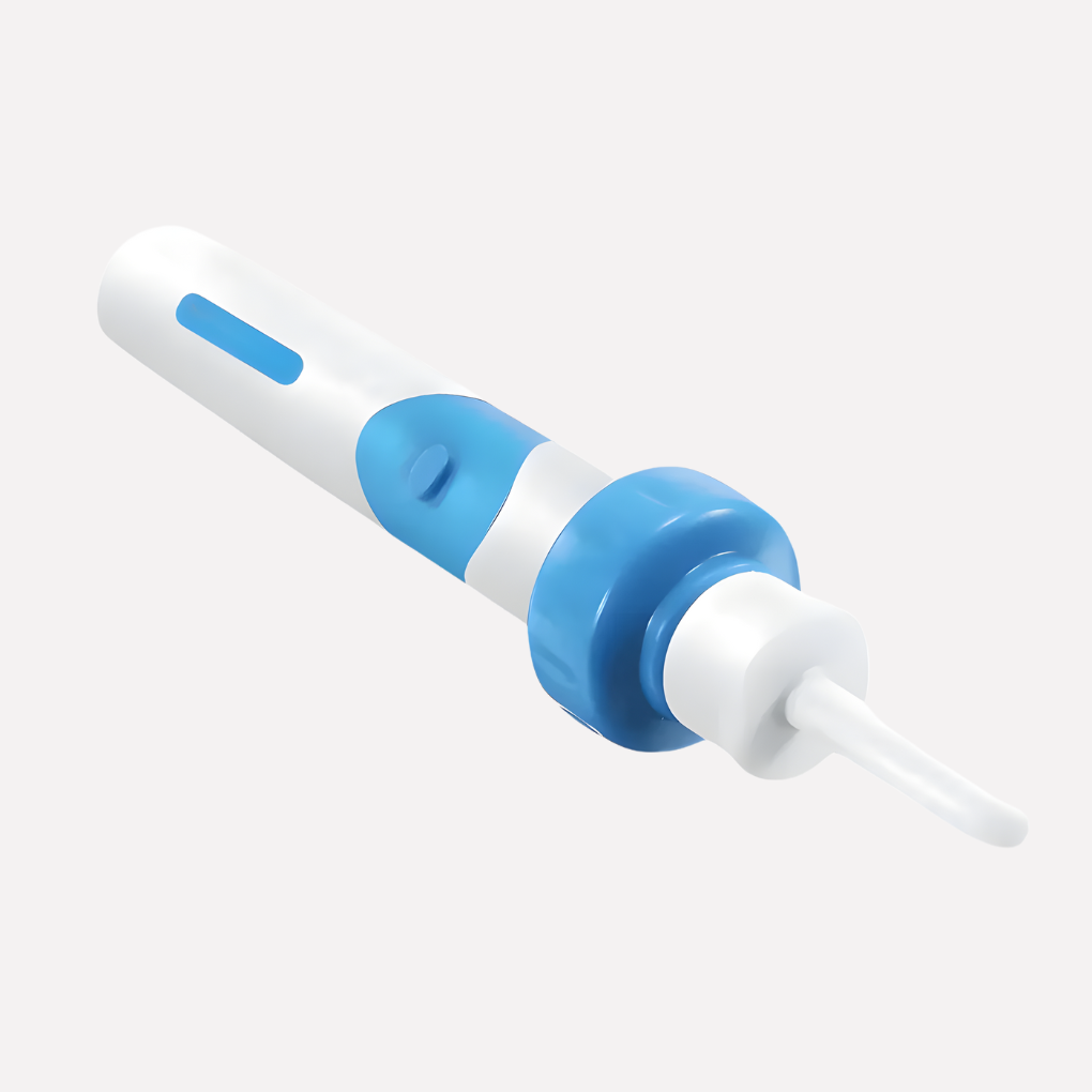 Witte oorreiniger met veilige zuigfunctie en siliconen tip voor effectieve oorsmeer verwijdering en hygiënische oorverzorging.
