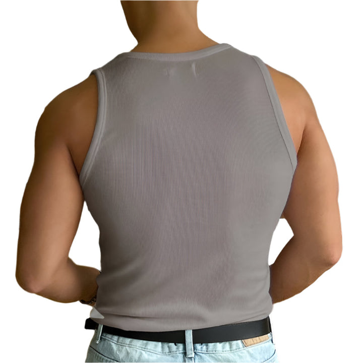 Ademende slim fit heren tanktop in koningsblauw, perfecte mouwloze top voor warme zomerdagen.