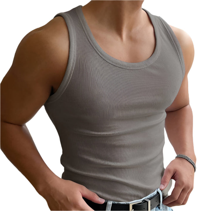 Stijlvolle witte slim fit heren tanktop, comfortabel en ademend, perfect voor casual zomerse herenmode.