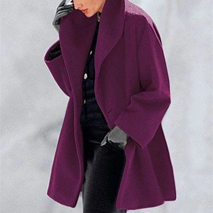 Wollen dames herfst- en winterjas Mila met brede kraag, warm, elegant en comfortabel.